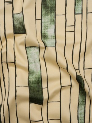 Stretch Cotton Sateen – Green and Cream Geometric Blocks – Cliffside Climb Print – Mood Exclusive Acadia Collection Stretch Cotton Sateen – Green and Cream Geometric Blocks – Cliffside Climb Print – Mood Exclusive Acadia Collection