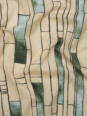 Cotton Voile – Green and Cream Geometric Blocks – Cliffside Climb Print – Mood Exclusive Acadia Collection Cotton Voile – Green and Cream Geometric Blocks – Cliffside Climb Print – Mood Exclusive Acadia Collection