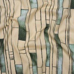 Cotton Voile – Green and Cream Geometric Blocks – Cliffside Climb Print – Mood Exclusive Acadia Collection Cotton Voile – Green and Cream Geometric Blocks – Cliffside Climb Print – Mood Exclusive Acadia Collection