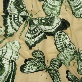 Cotton Voile – Green and Cream Butterflies – Monarch Mountain Print – Mood Exclusive Acadia Collection Cotton Voile – Green and Cream Butterflies – Monarch Mountain Print – Mood Exclusive Acadia Collection