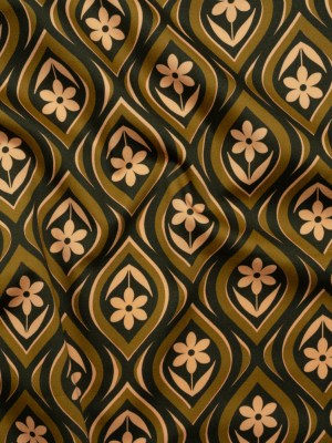 Stretch Cotton Sateen – Olive, Hunter Green, and Beige Floral Ogees – Woodland Blooms Print – Mood Exclusive Acadia Collection Stretch Cotton Sateen – Olive, Hunter Green, and Beige Floral Ogees – Woodland Blooms Print – Mood Exclusive Acadia Collection