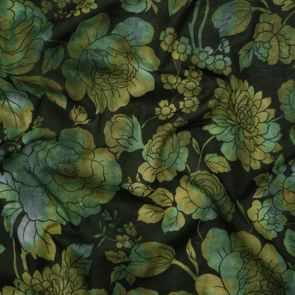 Cotton Voile – Green, Olive and Navy Floral – Secret Garden Print – Mood Exclusive Acadia Collection Cotton Voile – Green, Olive and Navy Floral – Secret Garden Print – Mood Exclusive Acadia Collection