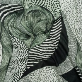 Cotton Voile – Dark Green and White Doodled Patterns – Forest Fantasy Print – Mood Exclusive Acadia Collection Cotton Voile – Dark Green and White Doodled Patterns – Forest Fantasy Print – Mood Exclusive Acadia Collection