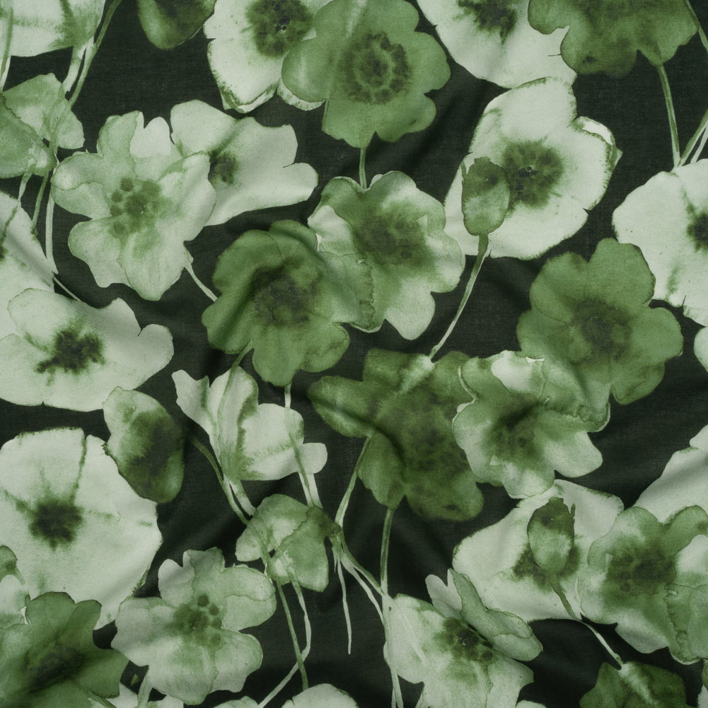 Cotton Voile – Green Painterly Flowers – Coastal Clover Print – Mood Exclusive Acadia Collection Cotton Voile – Green Painterly Flowers – Coastal Clover Print – Mood Exclusive Acadia Collection