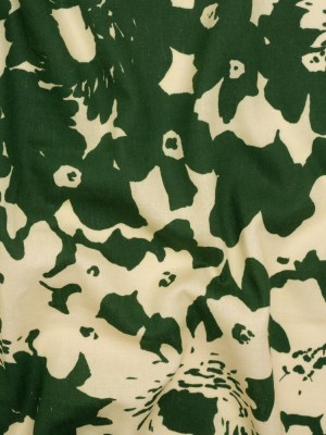 Linen and Rayon Woven – Hunter Green and Cream Big Floral – Rorschach Rosettes Print – Mood Exclusive Acadia Collection Linen and Rayon Woven – Hunter Green and Cream Big Floral – Rorschach Rosettes Print – Mood Exclusive Acadia Collection