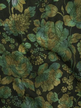 Linen and Rayon Woven – Green, Olive and Navy Floral – Secret Garden Print – Mood Exclusive Acadia Collection Linen and Rayon Woven – Green, Olive and Navy Floral – Secret Garden Print – Mood Exclusive Acadia Collection