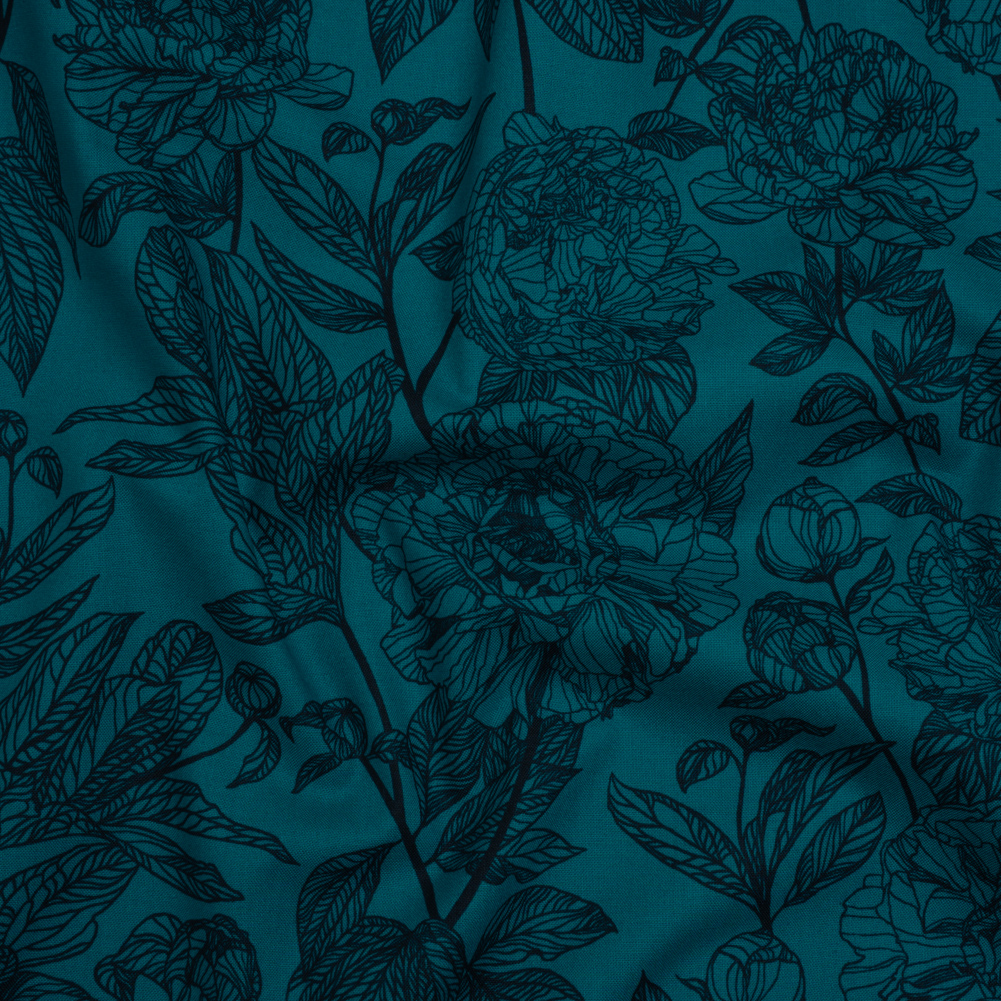 Printed Quilting Cotton by Anna Maria Textiles for Northcott – Ocean Peony Floral – Indelible Collection Printed Quilting Cotton by Anna Maria Textiles for Northcott – Ocean Peony Floral – Indelible Collection