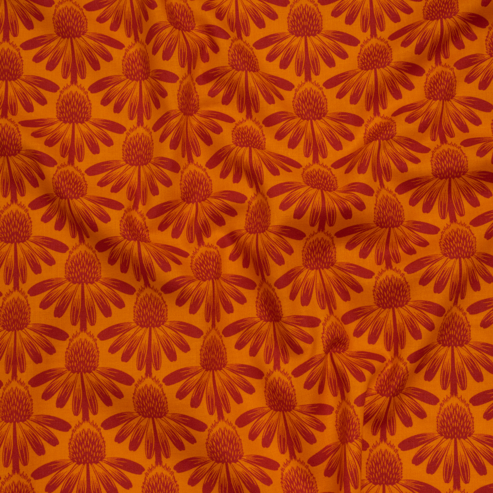 Printed Quilting Cotton by Anna Maria Textiles for Northcott – Tangerine Coneflower Floral – Indelible Collection Printed Quilting Cotton by Anna Maria Textiles for Northcott – Tangerine Coneflower Floral – Indelible Collection