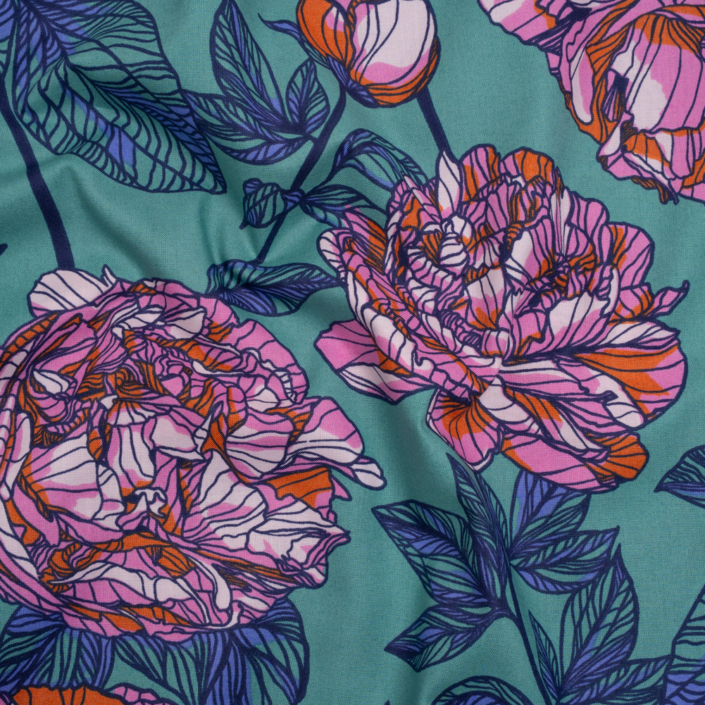 Wide Backing Quilting Cotton by Anna Maria Textiles for Northcott, 108″ Wide – Jade Peony Floral – Indelible Wide Backing Collection Wide Backing Quilting Cotton by Anna Maria Textiles for Northcott, 108″ Wide – Jade Peony Floral – Indelible Wide Backing Collection