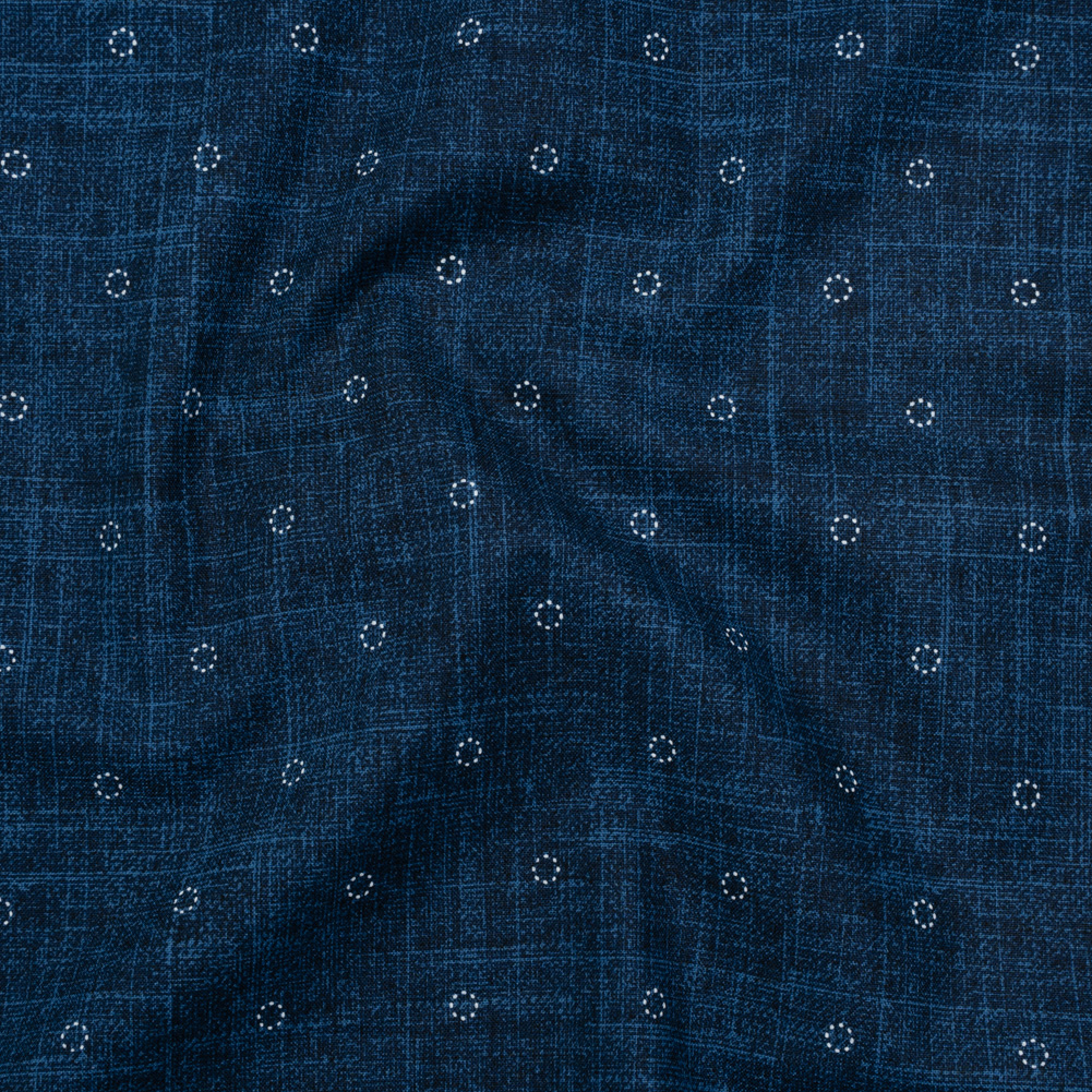 Printed Quilting Cotton by Ghazal Razavi for FIGO Studio – Denim Stitches Circles – Stash Collection Printed Quilting Cotton by Ghazal Razavi for FIGO Studio – Denim Stitches Circles – Stash Collection