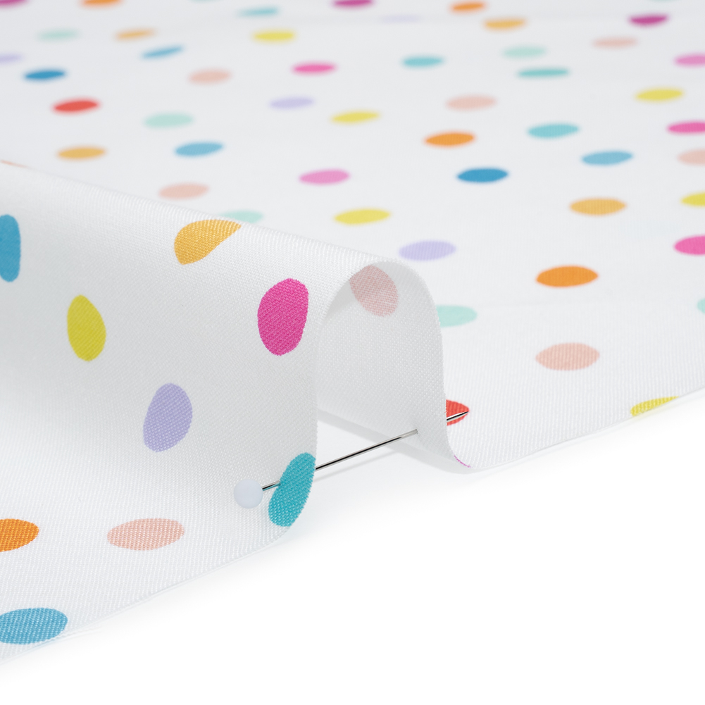 Printed Quilting Cotton by Ghazal Razavi for FIGO Studio - Rainbow and White Pom Poms - Dovetail Collection