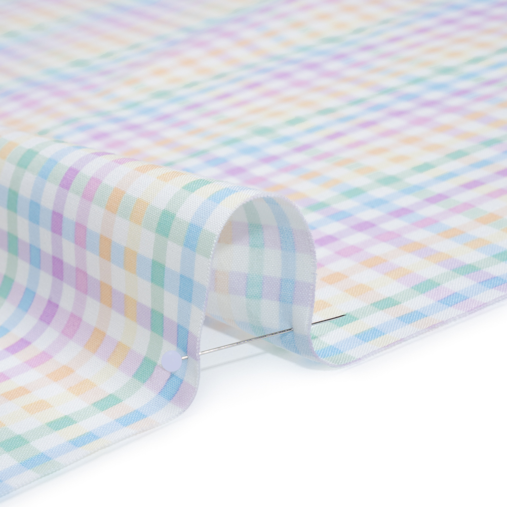 Printed Quilting Cotton by Ghazal Razavi for FIGO Studio - Pastel Rainbow and White Checks - Dovetail Collection
