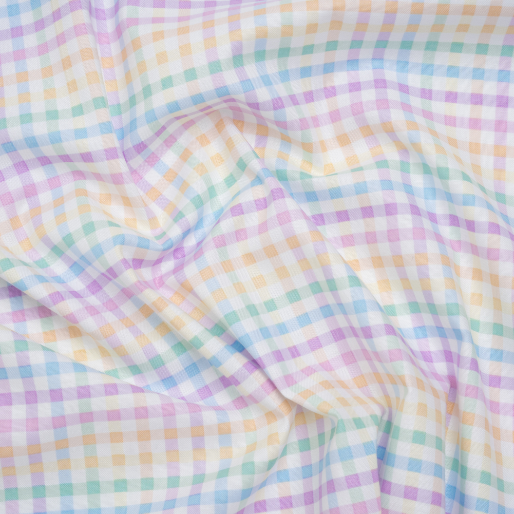 Printed Quilting Cotton by Ghazal Razavi for FIGO Studio – Pastel Rainbow and White Checks – Dovetail Collection Printed Quilting Cotton by Ghazal Razavi for FIGO Studio – Pastel Rainbow and White Checks – Dovetail Collection