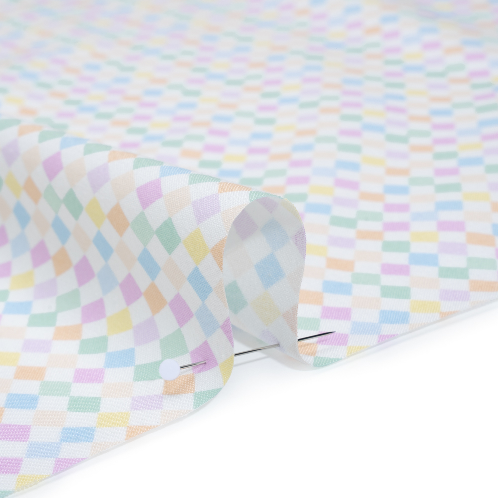 Printed Quilting Cotton by Ghazal Razavi for FIGO Studio - Pastel Rainbow and White Diamonds - Dovetail Collection