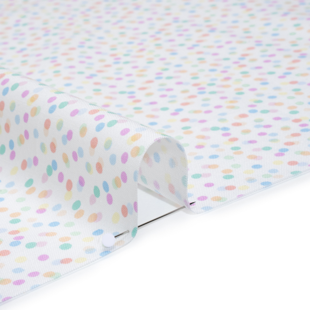 Printed Quilting Cotton by Ghazal Razavi for FIGO Studio - Pastel Rainbow and White Candy Dots - Dovetail Collection
