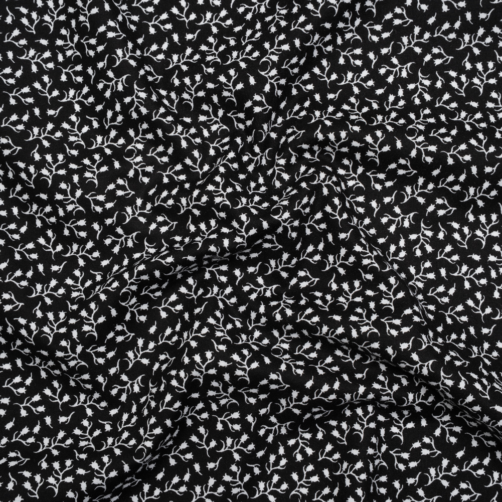 Printed Quilting Cotton by Patrick Lose for Northcott – White on Black Baby’s Breath Floral – Basically Black & White Collection Printed Quilting Cotton by Patrick Lose for Northcott – White on Black Baby’s Breath Floral – Basically Black & White Collection