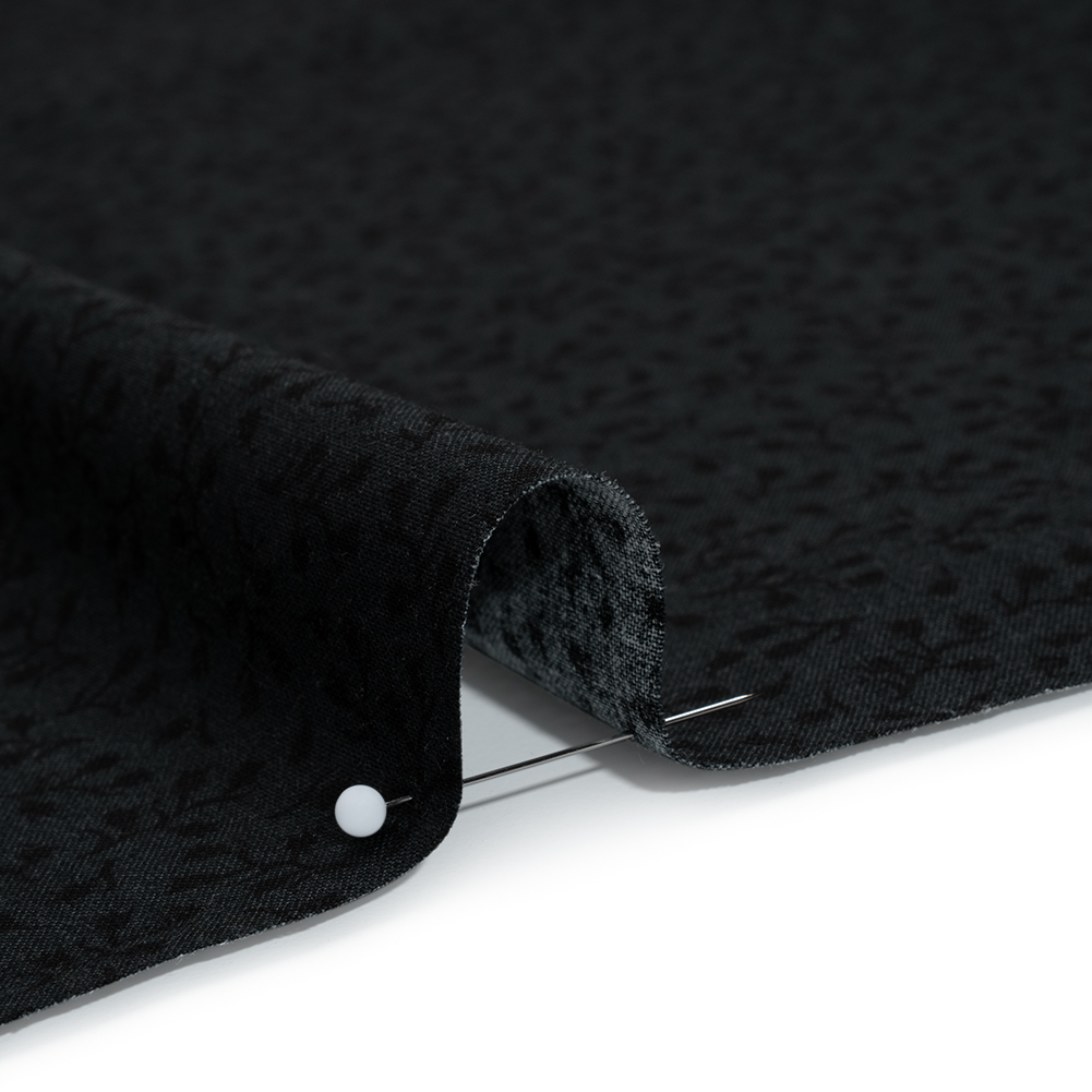 Printed Quilting Cotton by Patrick Lose for Northcott - Black on Black Baby's Breath Floral - Basically Black & White Collection