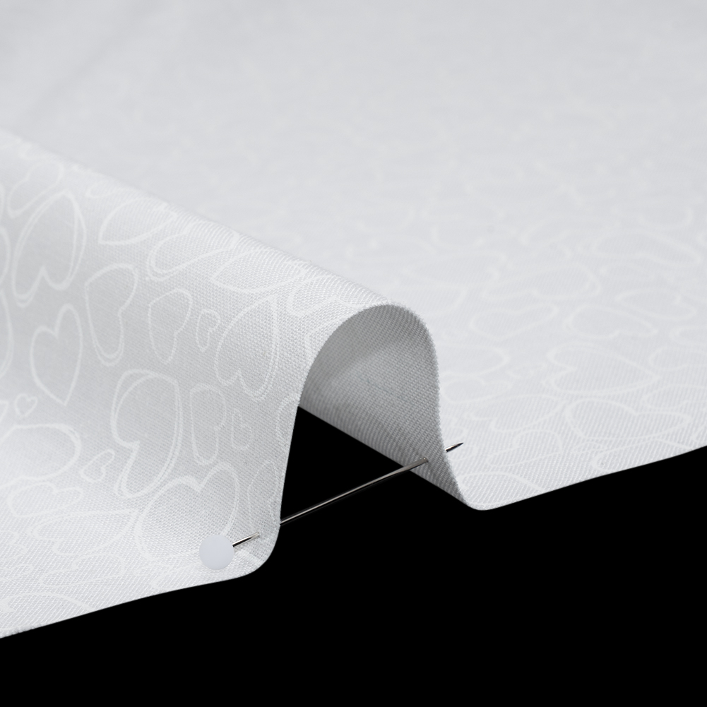 Printed Quilting Cotton by Patrick Lose for Northcott - White on White Doodle Hearts - Basically Black & White Collection