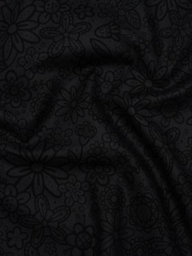 Printed Quilting Cotton by Patrick Lose for Northcott – Black on Black Groovy Garden Floral – Basically Black & White Collection Printed Quilting Cotton by Patrick Lose for Northcott – Black on Black Groovy Garden Floral – Basically Black & White Collection