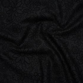 Printed Quilting Cotton by Patrick Lose for Northcott – Black on Black Groovy Garden Floral – Basically Black & White Collection Printed Quilting Cotton by Patrick Lose for Northcott – Black on Black Groovy Garden Floral – Basically Black & White Collection