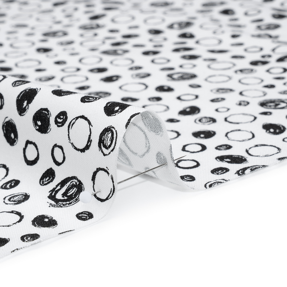 Printed Quilting Cotton by Patrick Lose for Northcott - Black on White Scribble Spots - Basically Black & White Collection