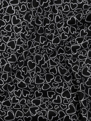 Printed Quilting Cotton by Patrick Lose for Northcott – White on Black Doodle Hearts – Basically Black & White Collection Printed Quilting Cotton by Patrick Lose for Northcott – White on Black Doodle Hearts – Basically Black & White Collection