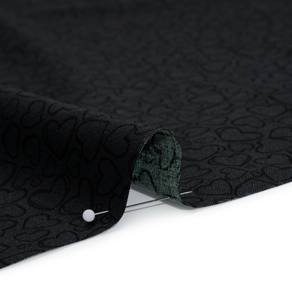 Printed Quilting Cotton by Patrick Lose for Northcott - Black on Black Doodle Hearts - Basically Black & White Collection