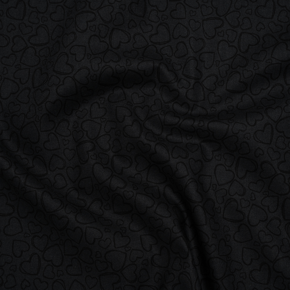 Printed Quilting Cotton by Patrick Lose for Northcott – Black on Black Doodle Hearts – Basically Black & White Collection Printed Quilting Cotton by Patrick Lose for Northcott – Black on Black Doodle Hearts – Basically Black & White Collection