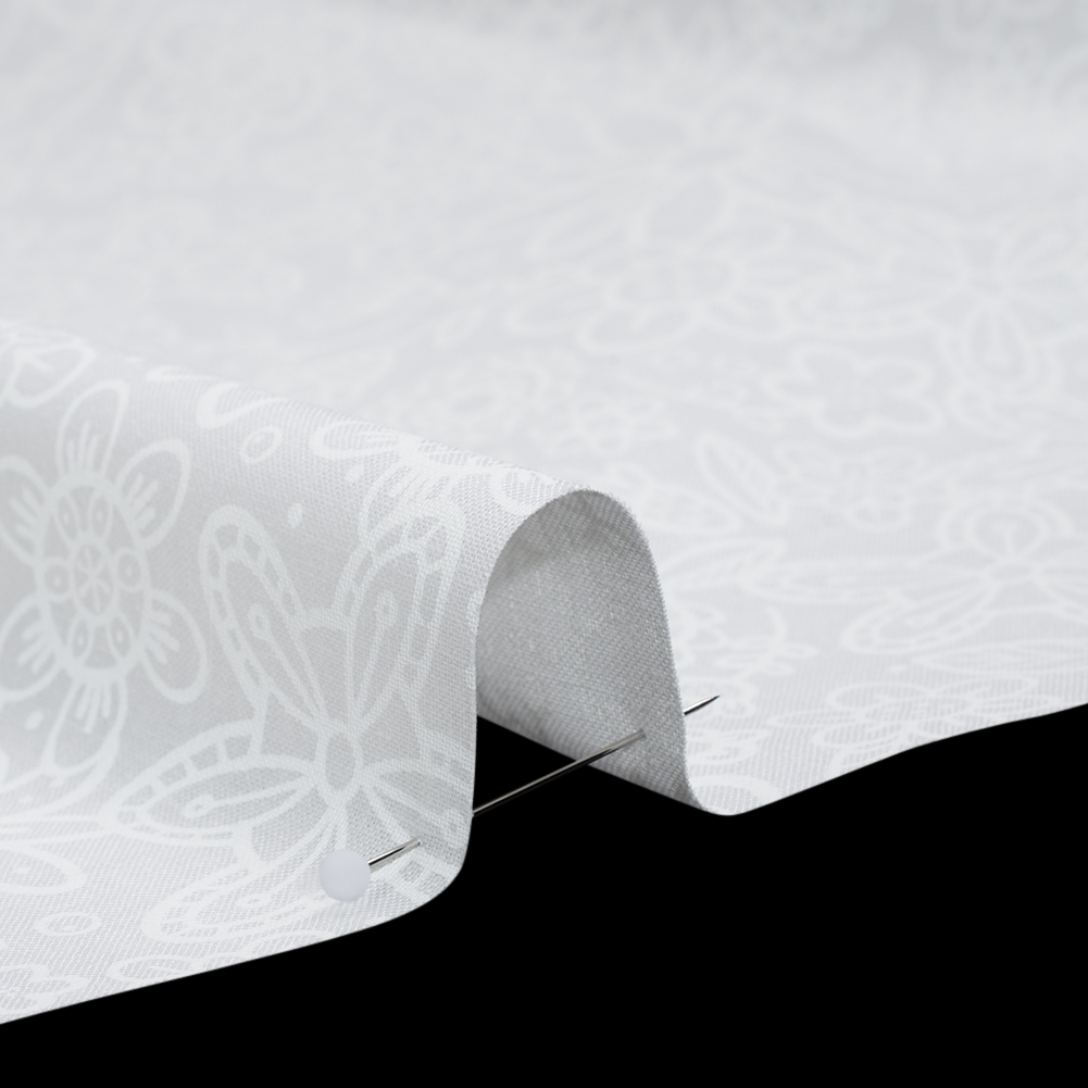 Printed Quilting Cotton by Patrick Lose for Northcott - White on White Groovy Garden Floral - Basically Black & White Collection