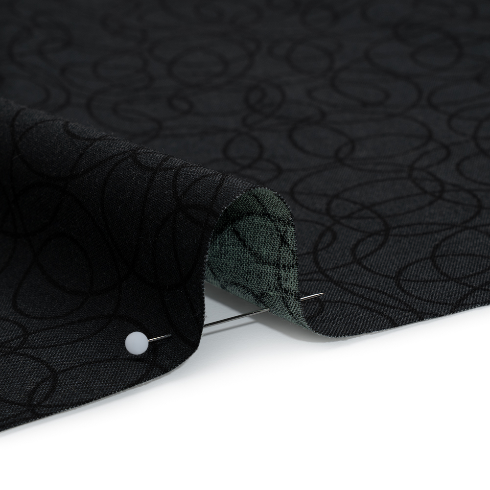 Printed Quilting Cotton by Patrick Lose for Northcott - Black on Black Tangled Circles - Basically Black & White Collection