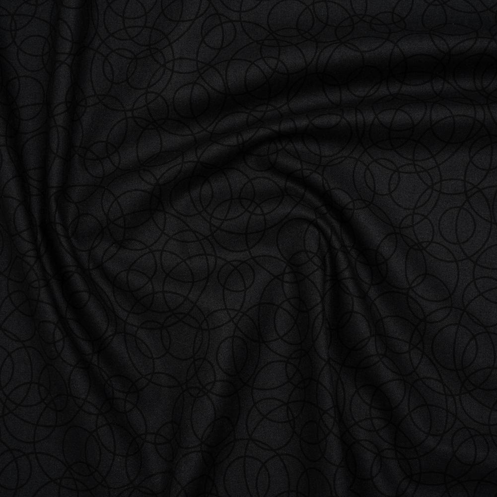Printed Quilting Cotton by Patrick Lose for Northcott – Black on Black Tangled Circles – Basically Black & White Collection Printed Quilting Cotton by Patrick Lose for Northcott – Black on Black Tangled Circles – Basically Black & White Collection