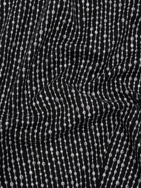 Printed Quilting Cotton by Patrick Lose for Northcott – White on Black Doodle Beaded Stripe – Basically Black & White Collection Printed Quilting Cotton by Patrick Lose for Northcott – White on Black Doodle Beaded Stripe – Basically Black & White Collection