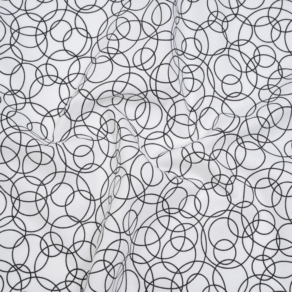 Printed Quilting Cotton by Patrick Lose for Northcott – Black on White Tangled Circles – Basically Black & White Collection Printed Quilting Cotton by Patrick Lose for Northcott – Black on White Tangled Circles – Basically Black & White Collection