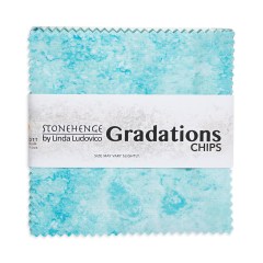 Stonehenge Quilting Cotton Chips 5″ Square Precuts – Peacock – Gradations II Collection Stonehenge Quilting Cotton Chips 5″ Square Precuts – Peacock – Gradations II Collection