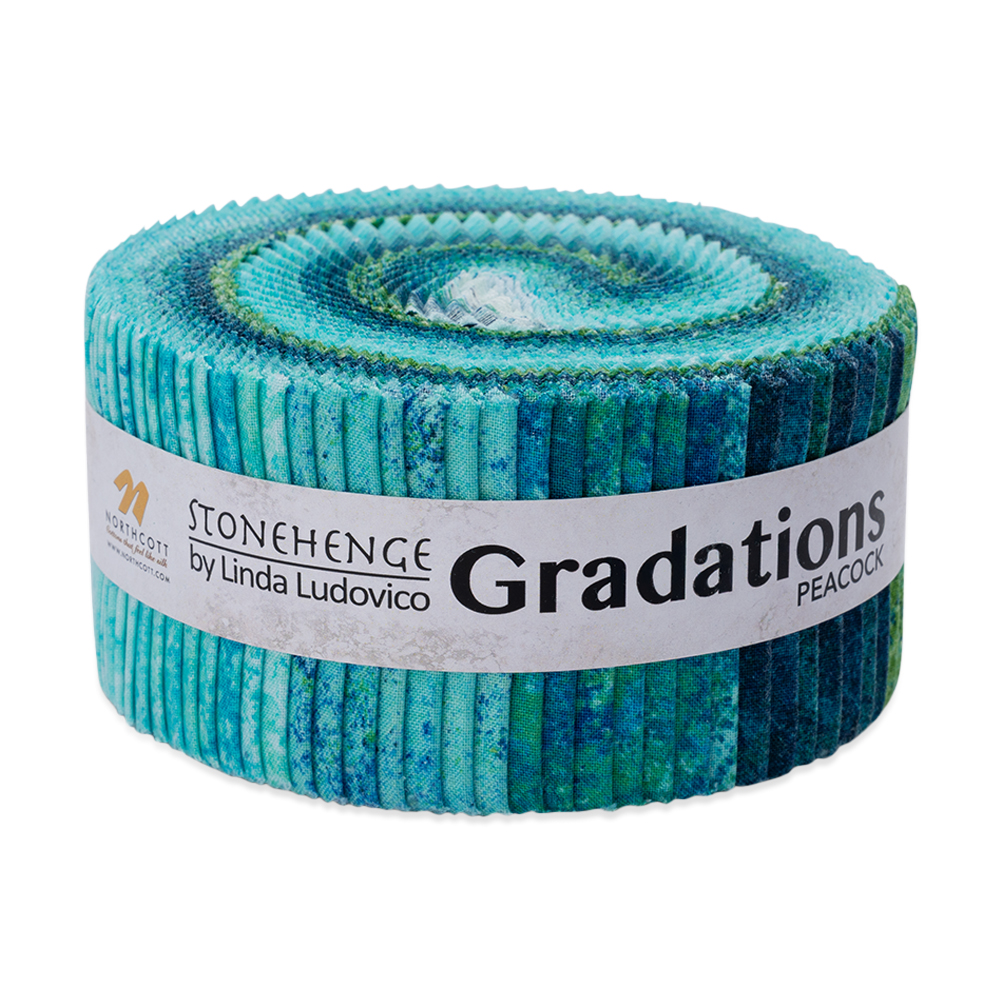 Stonehenge Quilting Cotton Strip Roll 2.5″ Strip Precuts – Peacock – Gradations II Collection Stonehenge Quilting Cotton Strip Roll 2.5″ Strip Precuts – Peacock – Gradations II Collection