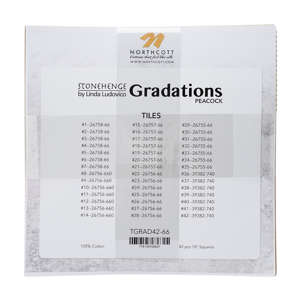 Stonehenge Quilting Cotton Tiles 10″ Square Precuts – Peacock- Gradations II Collection Stonehenge Quilting Cotton Tiles 10″ Square Precuts – Peacock- Gradations II Collection
