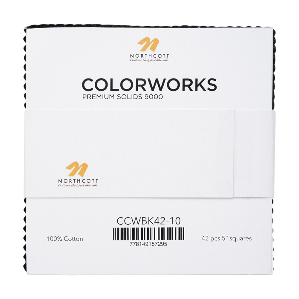 Northcott Quilting Cotton Chips 5" Square Precuts - Black - Colorworks Collection