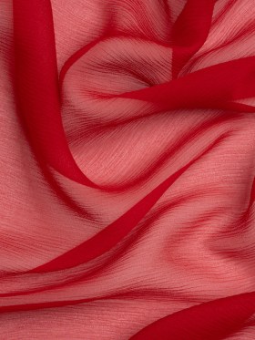 Crinkled Silk Chiffon – Tango Red – Premium Collection Crinkled Silk Chiffon – Tango Red – Premium Collection