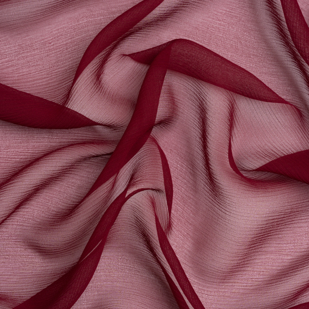 Crinkled Silk Chiffon – Maroon – Premium Collection Crinkled Silk Chiffon – Maroon – Premium Collection