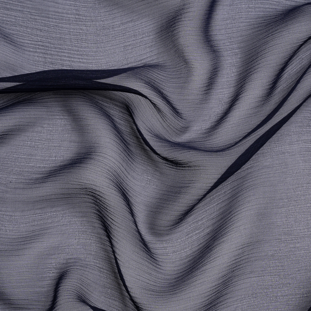 Crinkled Silk Chiffon – Navy – Premium Collection Crinkled Silk Chiffon – Navy – Premium Collection