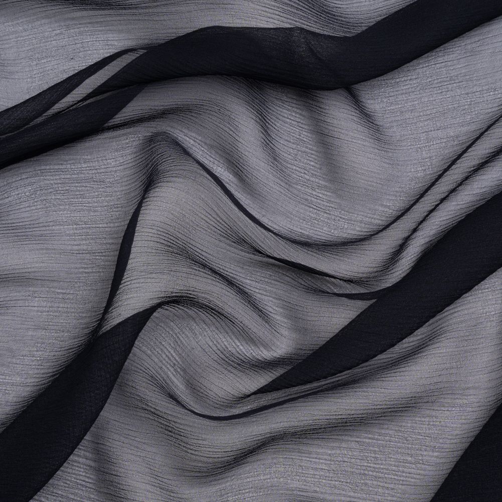 Crinkled Silk Chiffon – Midnight – Premium Collection Crinkled Silk Chiffon – Midnight – Premium Collection