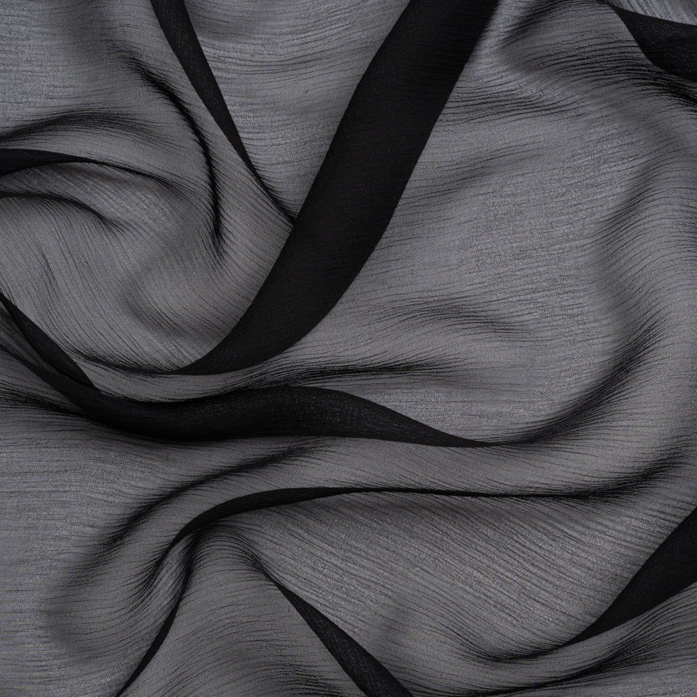 Crinkled Silk Chiffon – Black – Premium Collection Crinkled Silk Chiffon – Black – Premium Collection
