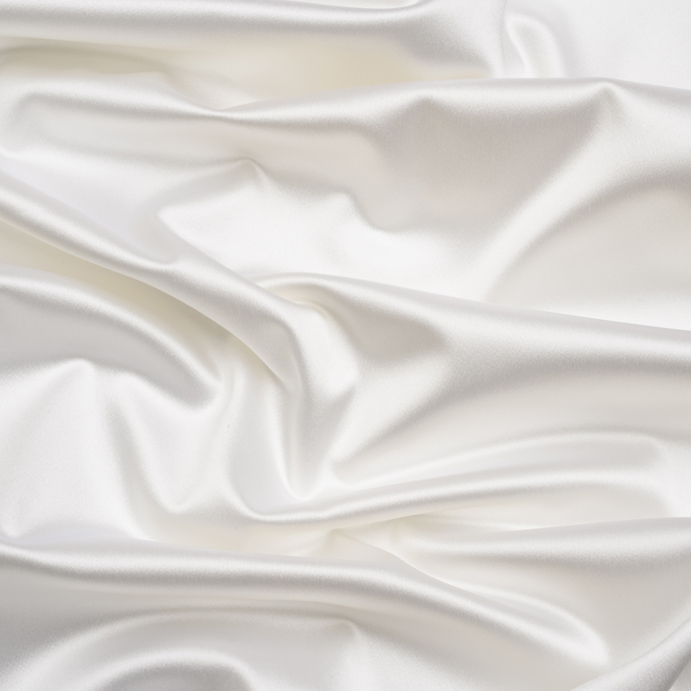 Stretch Satin Made in Italy – Swan White with White Backing – Premium Collection Stretch Satin Made in Italy – Swan White with White Backing – Premium Collection