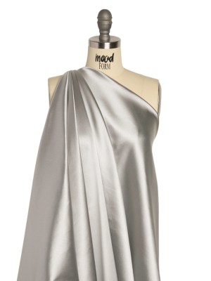 Stretch Satin Made in Italy – Silver with Black Backing – Premium Collection Stretch Satin Made in Italy – Silver with Black Backing – Premium Collection