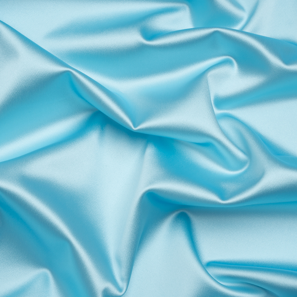 Stretch Satin Made in Italy – Sky Blue with White Backing – Premium Collection Stretch Satin Made in Italy – Sky Blue with White Backing – Premium Collection