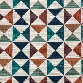 Array Upholstery Woven by Sunbrella – Caribbean Blue and Orange Geometric Array Upholstery Woven by Sunbrella – Caribbean Blue and Orange Geometric