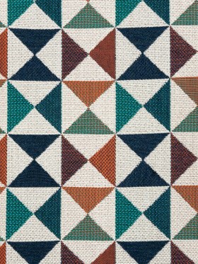 Array Upholstery Woven by Sunbrella – Caribbean Blue and Orange Geometric Array Upholstery Woven by Sunbrella – Caribbean Blue and Orange Geometric