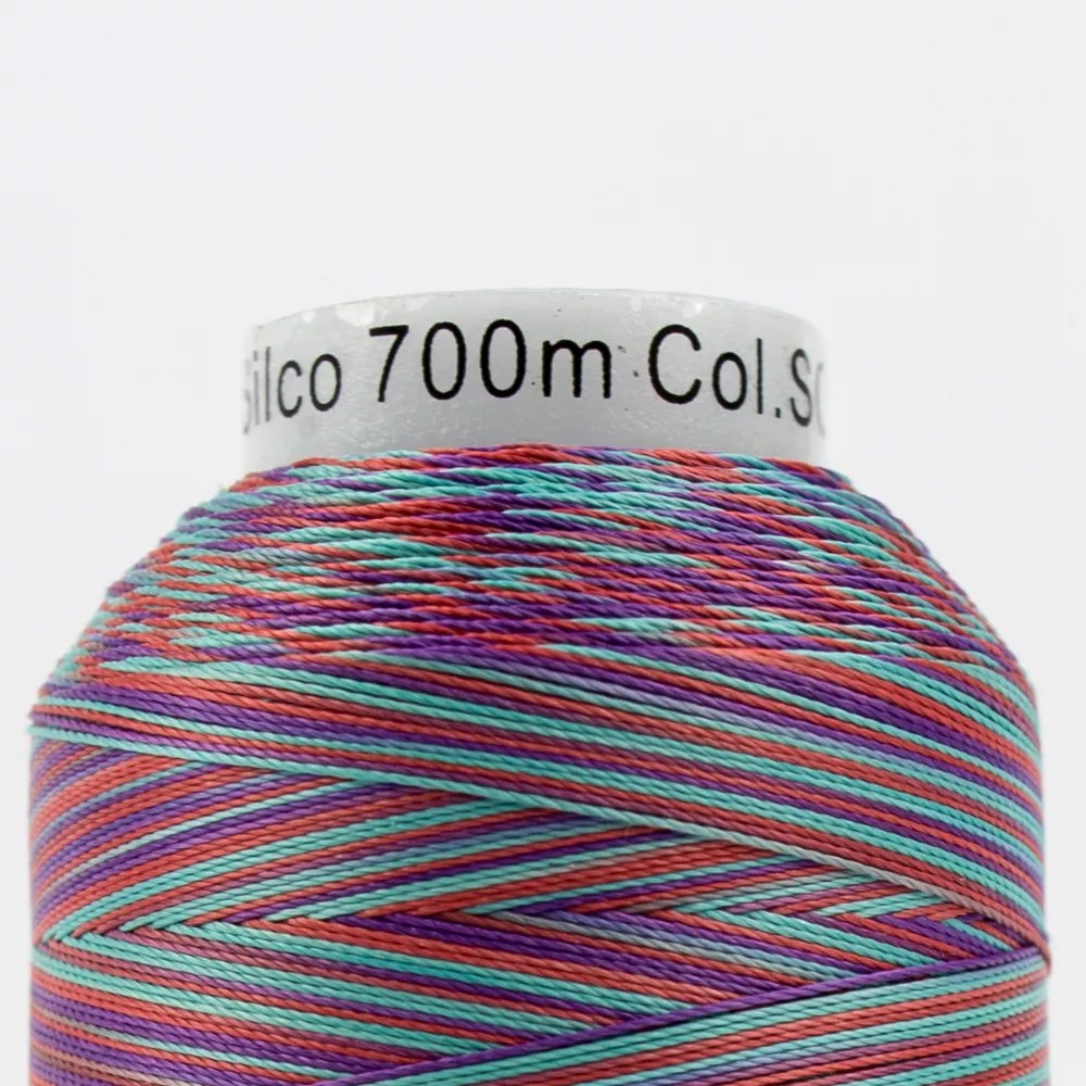 Silco™ 35wt Lint-Free Cotton Thread SCM09 - Red/Teal/Purple