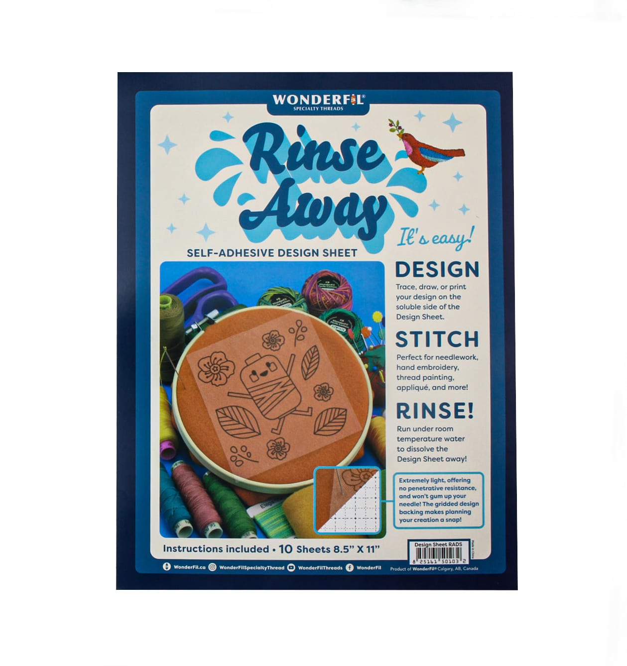 Sewing Notions Rinse Away Design Sheet