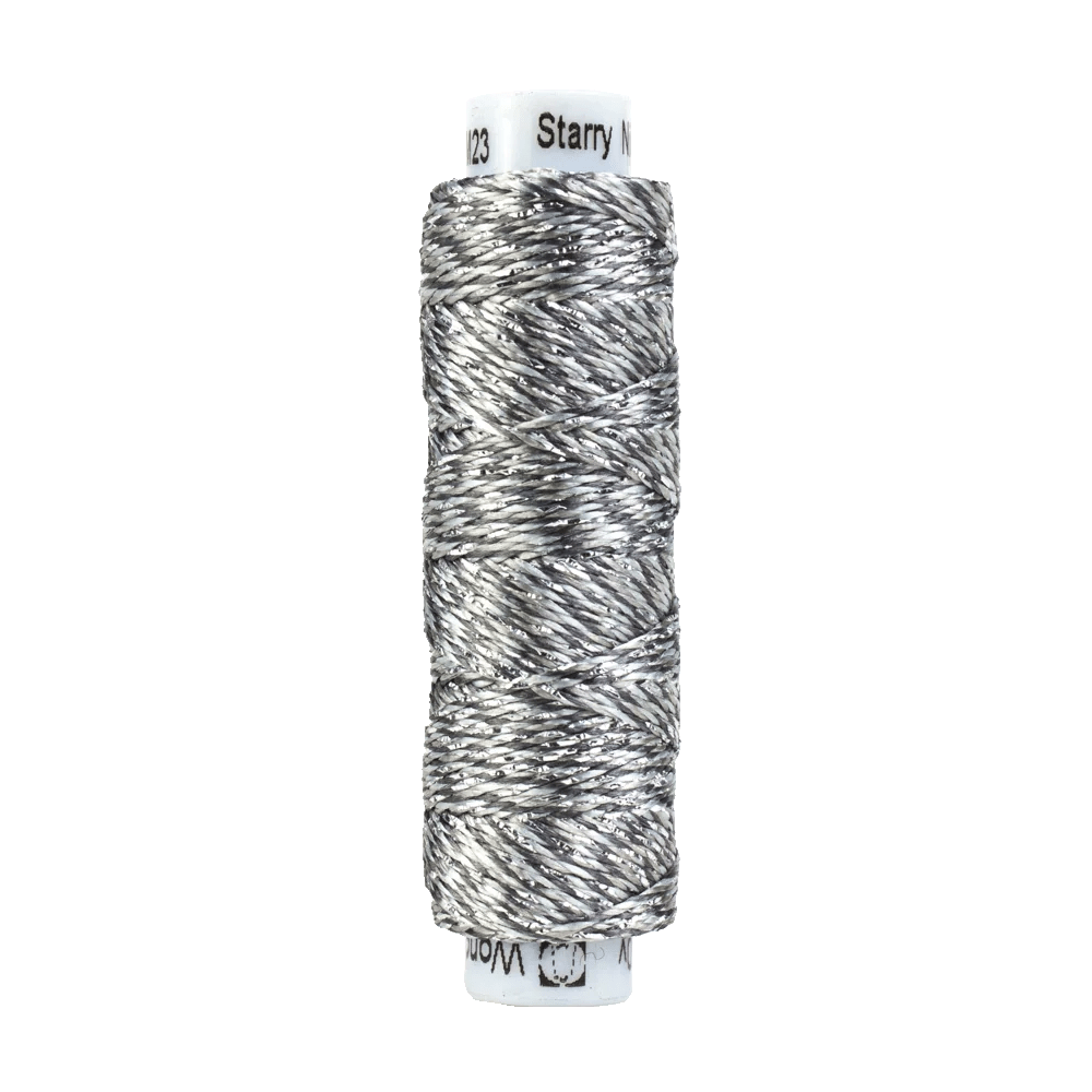 Starry Night Dazzleâ„¢ 8wt Rayon with Metallic Thread DZMS23 – Silver Starry Night Dazzleâ„¢ 8wt Rayon with Metallic Thread DZMS23 – Silver